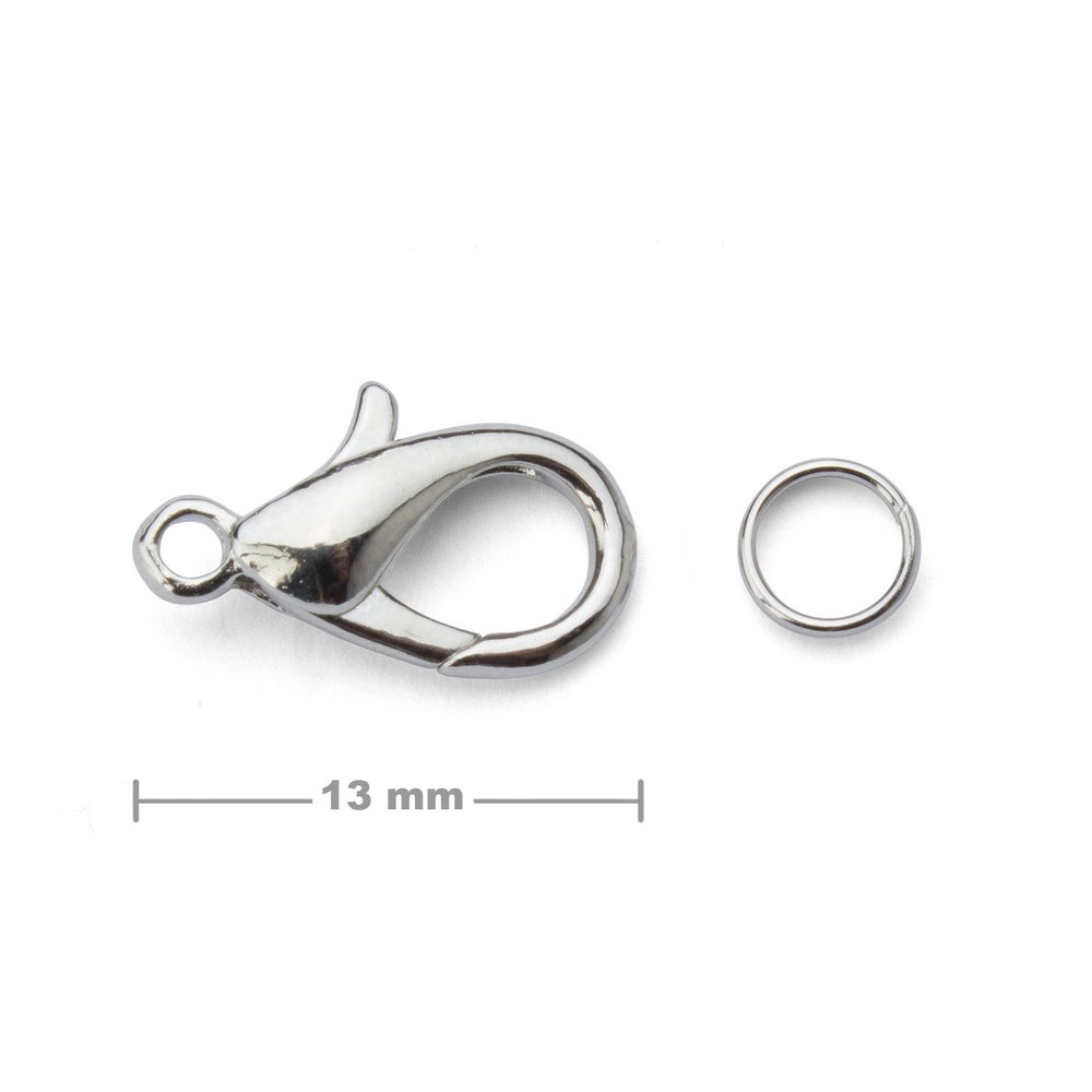 Bižuterní karabinka 13 mm v barvě platiny - 30 ks