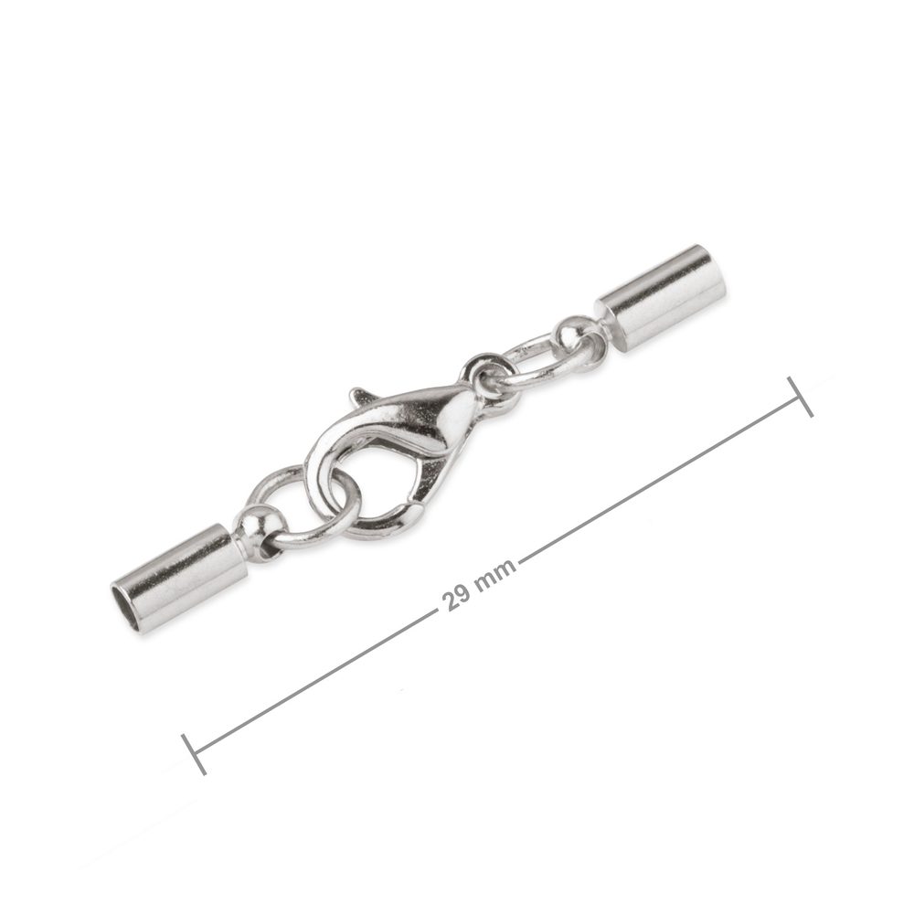 Set kulatých 2 mm koncovek s karabinkou v barvě platiny - 20 ks