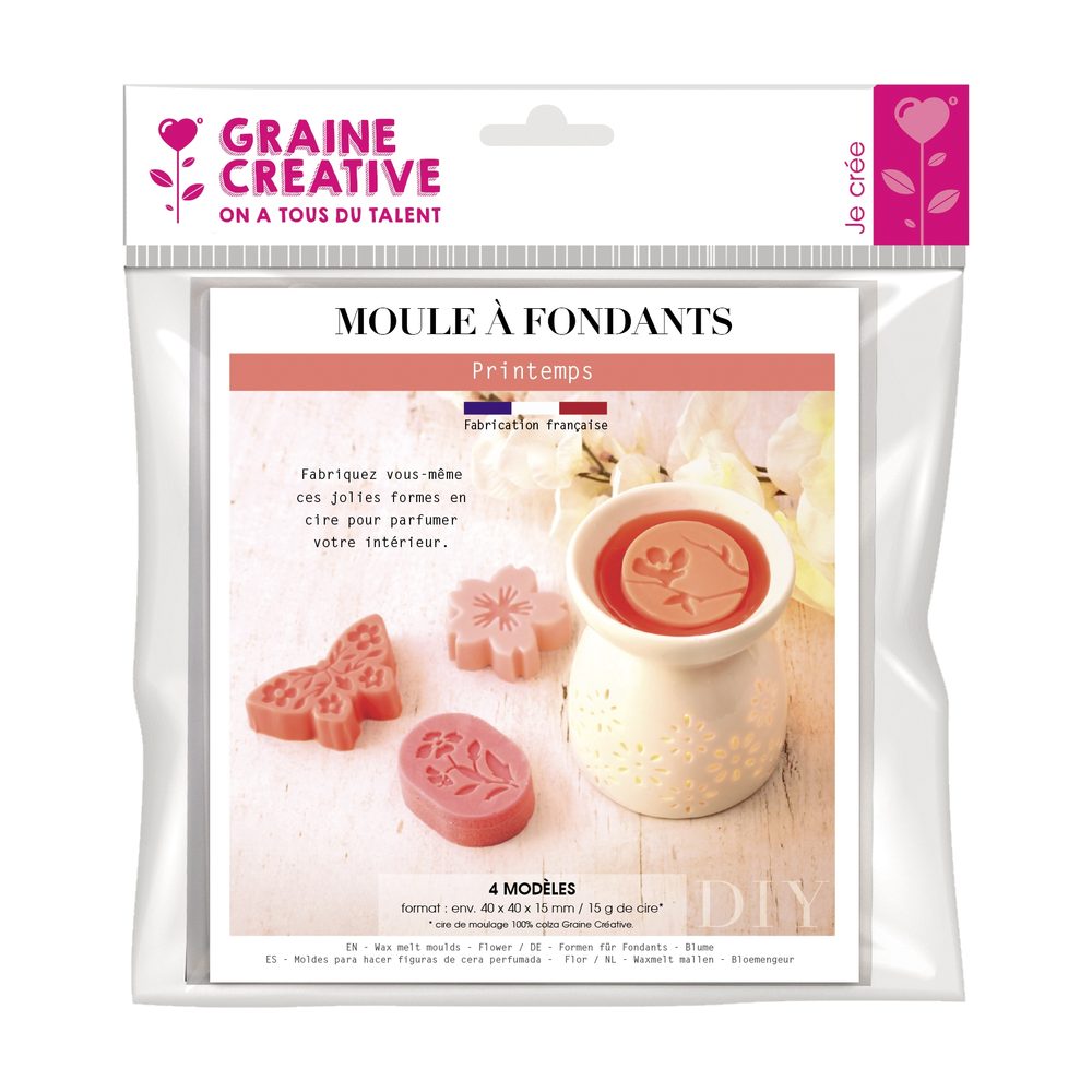 Graine Creative Plastová forma na odlévání vonných vosků se 4 tvary - 1 ks