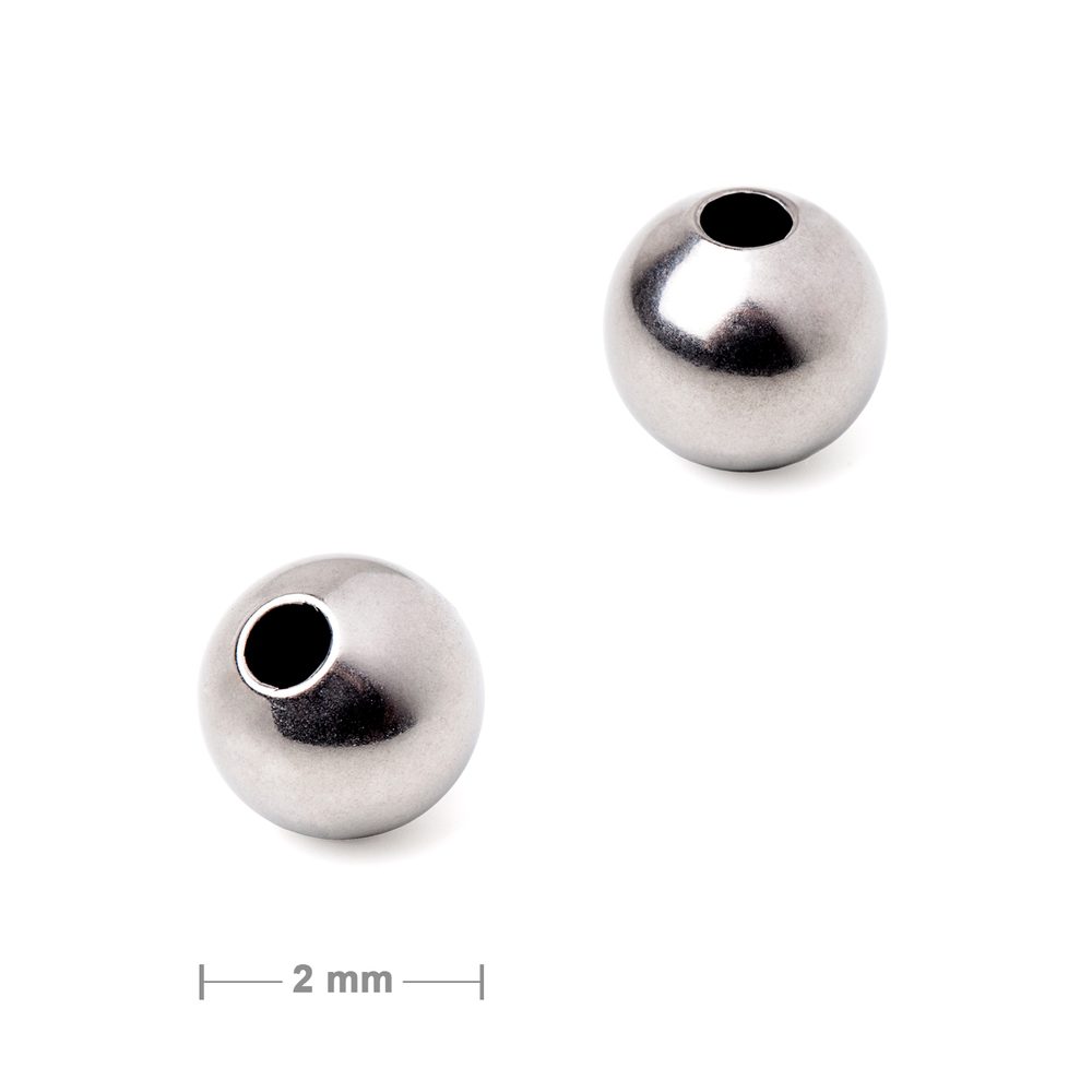 Korálek z chirurgické oceli 316L dutý 2 mm - 20 ks