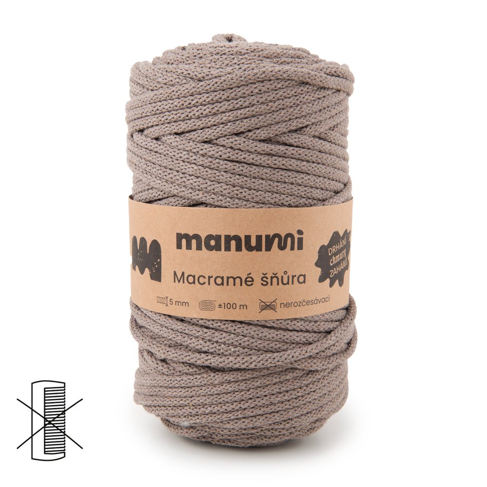 Manumi Macramé šňůra 5mm mokka - 3 ks