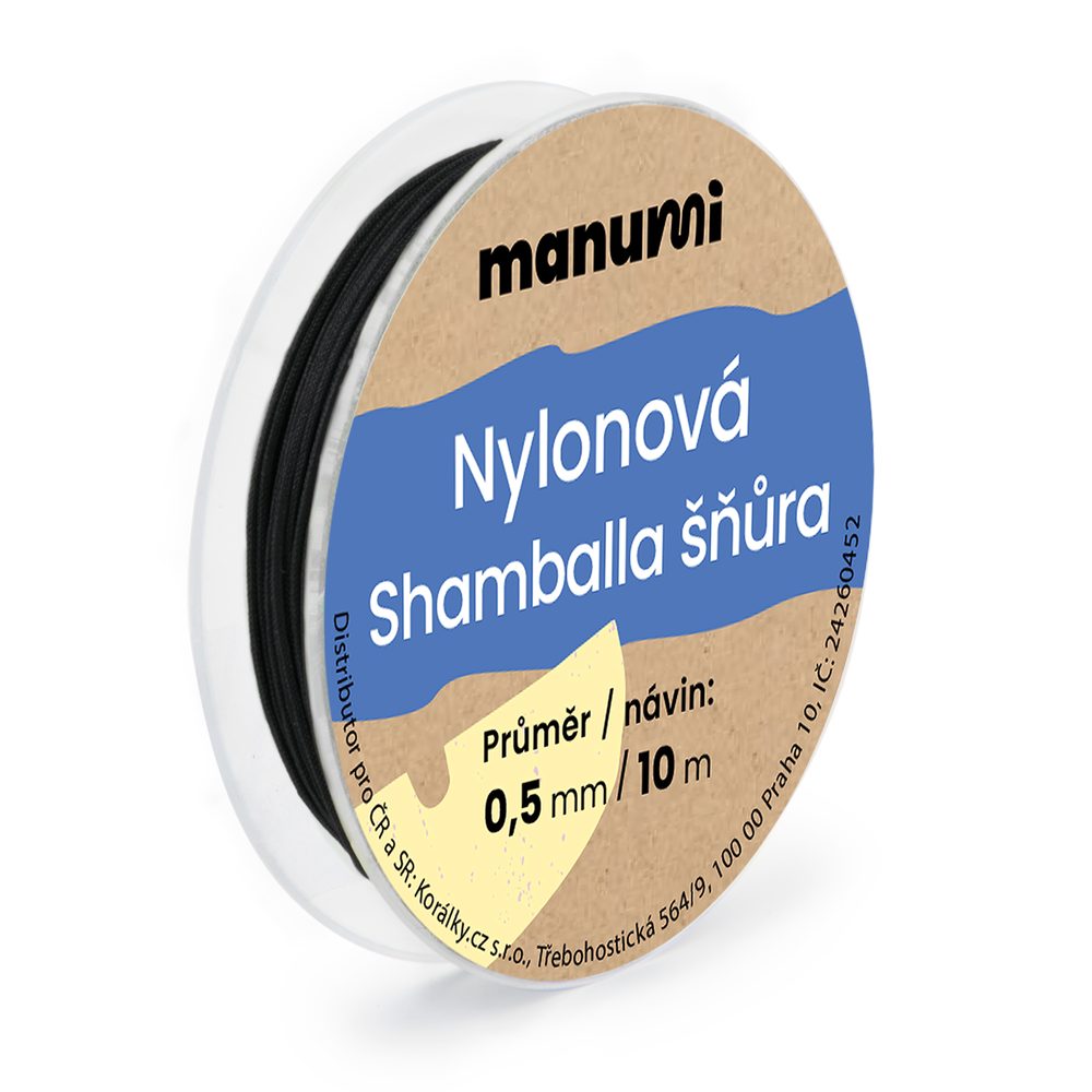 Manumi Nylonová šňůrka na Shamballa náramky 0,5 mm/10m černá č. 15 - 1 ks