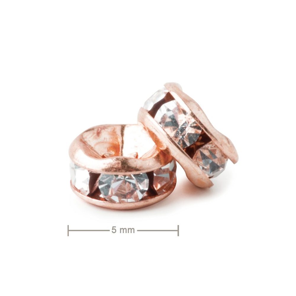 Manumi štrasová rondelka 5 mm rose gold Crystal - 5 ks