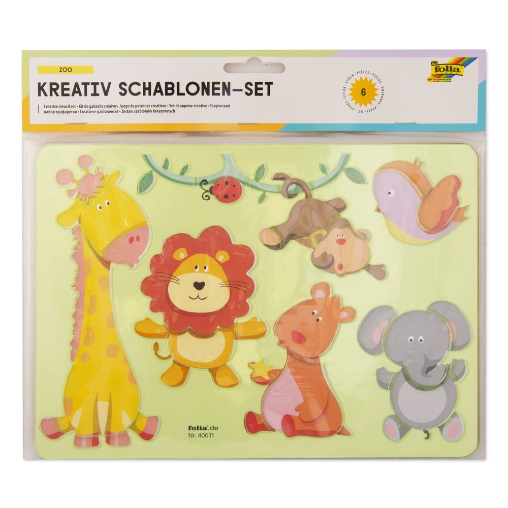 Sada kreativních šablon na kreslení s předlohami Zoo - 1 sada