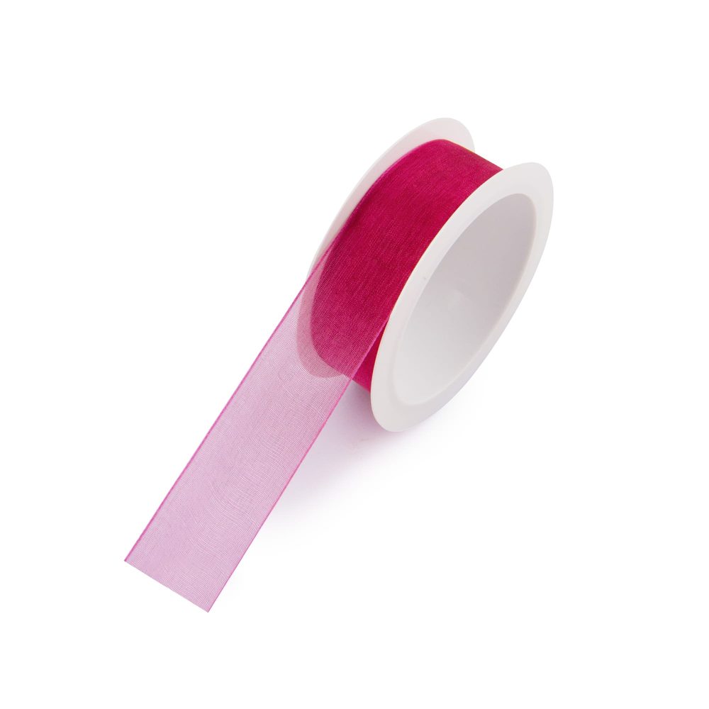 Dárková organzová stuha růžová s motýlky 25mm/3m - 5 ks - 5 ks