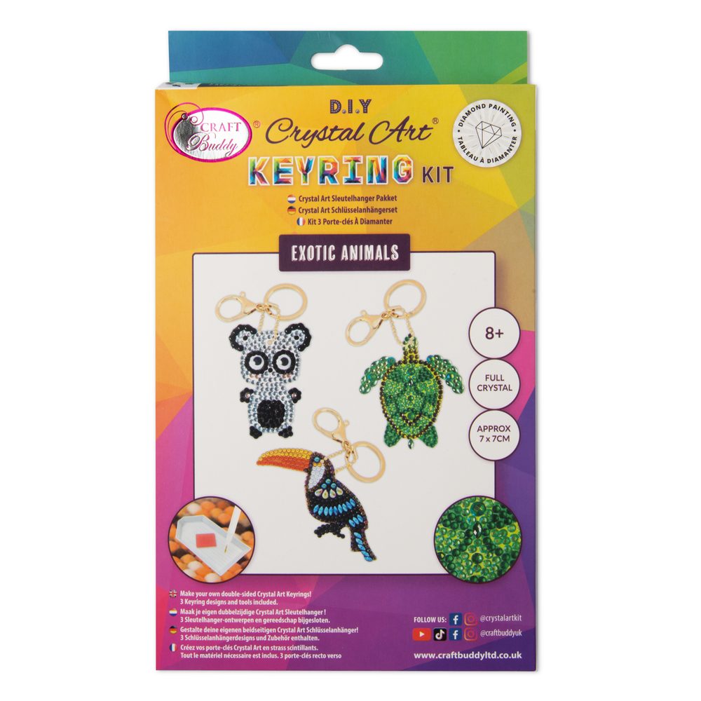Diamantové malování sada klíčenek exotická zvířátka 3 ks - 3 sady