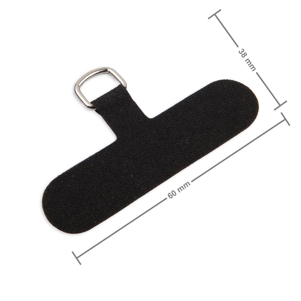 Závěsné očko na mobil černé s poutkem v barvě platiny - 5 ks