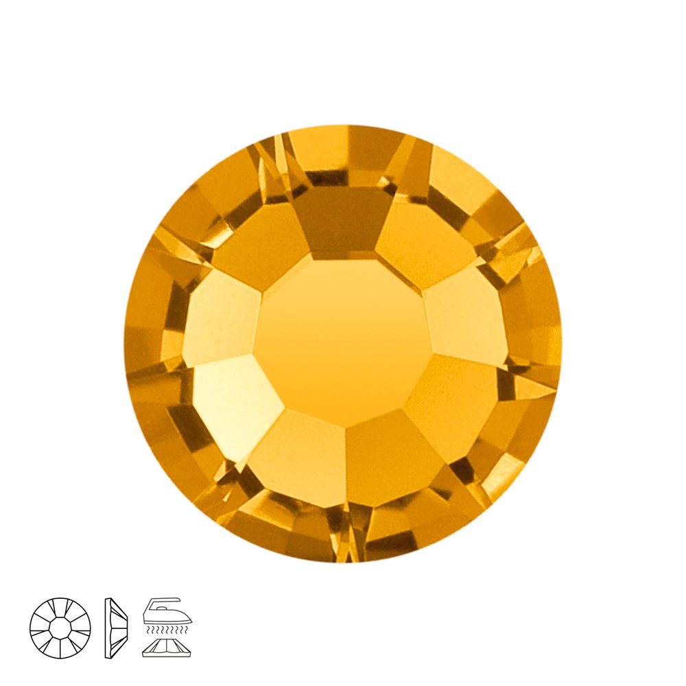 Preciosa MC nažehlovací šatonová růže MAXIMA SS20 Topaz - 24 ks