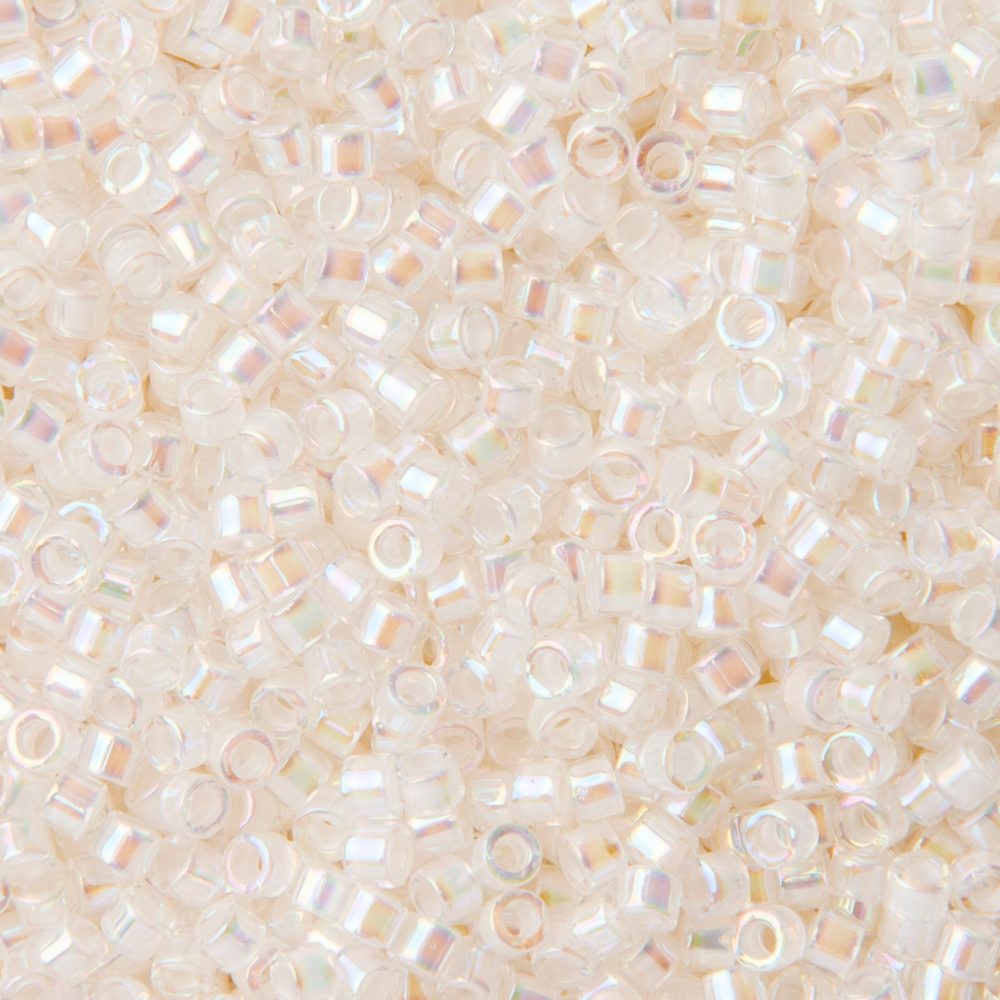 Miyuki Rokajlové korálky - Miyuki Delica 11/0 (DB-052) Inside C. Lined Off White AB - 15 g
