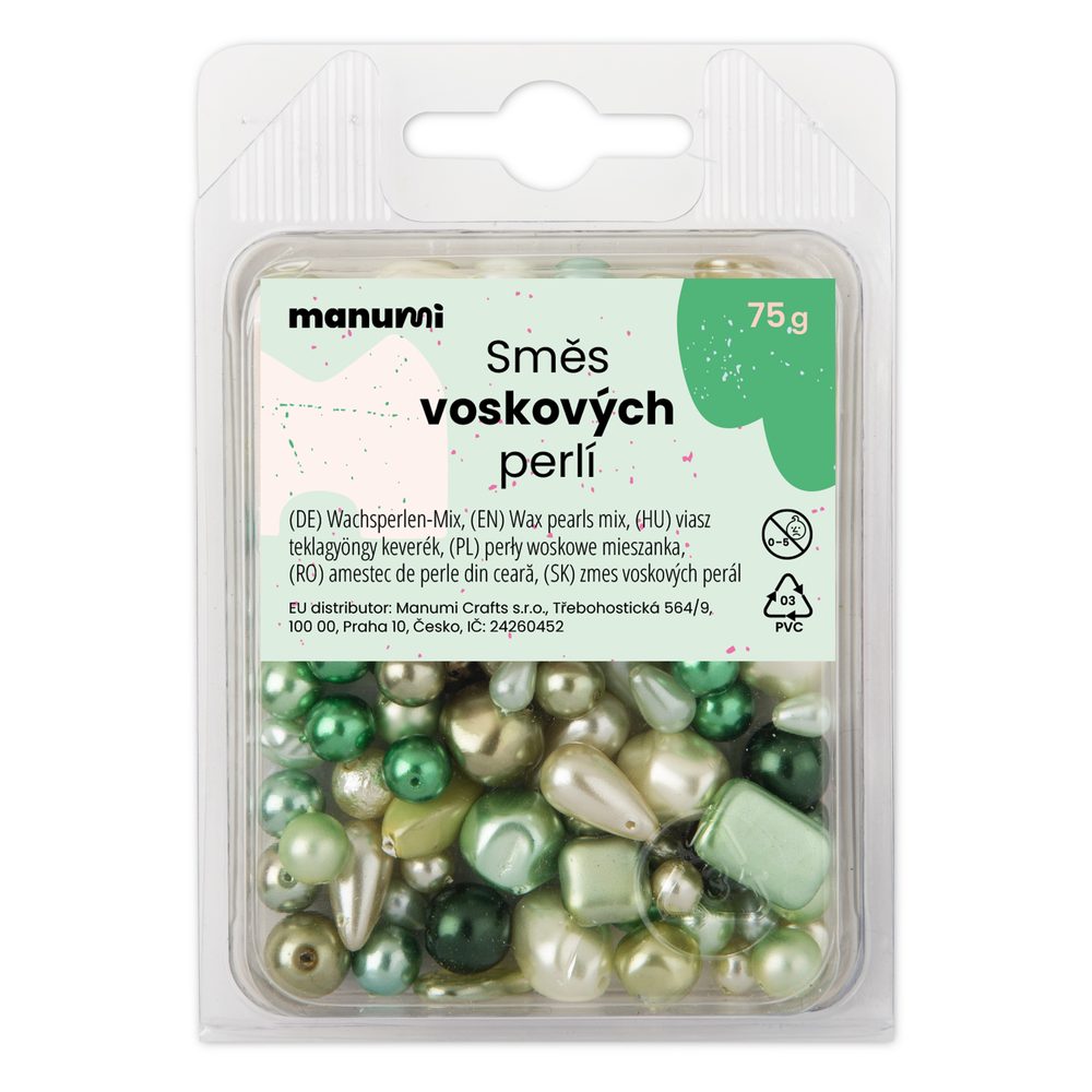 Manumi směs českých voskových perel zelená - 300 g