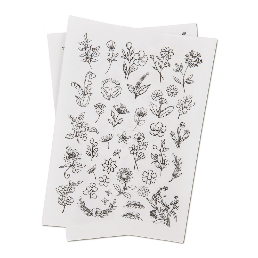 Manumi vodou rozpustný podklad na vyšívání s motivy květin - 3 kusy