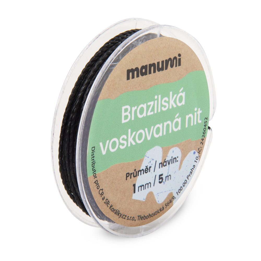 Manumi Brazilská voskovaná nit 1 mm/5m černá - 5 ks