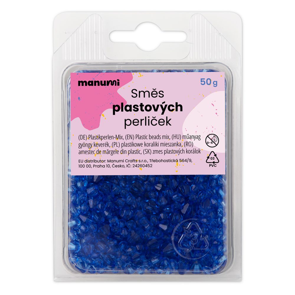 Manumi broušené akrylové korálky 4 - 8 mm modré - 100 g