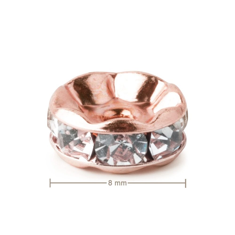 Manumi štrasová rondelka 8 mm rose gold Crystal - 20 ks