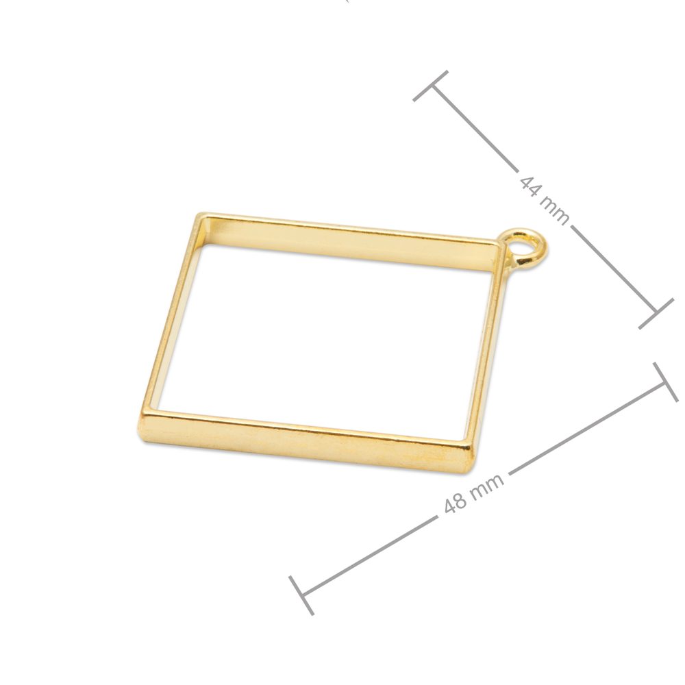 Rámeček na odlévání křišťálové pryskyřice čtverec 48x44 mm v barvě zlata - 1 ks