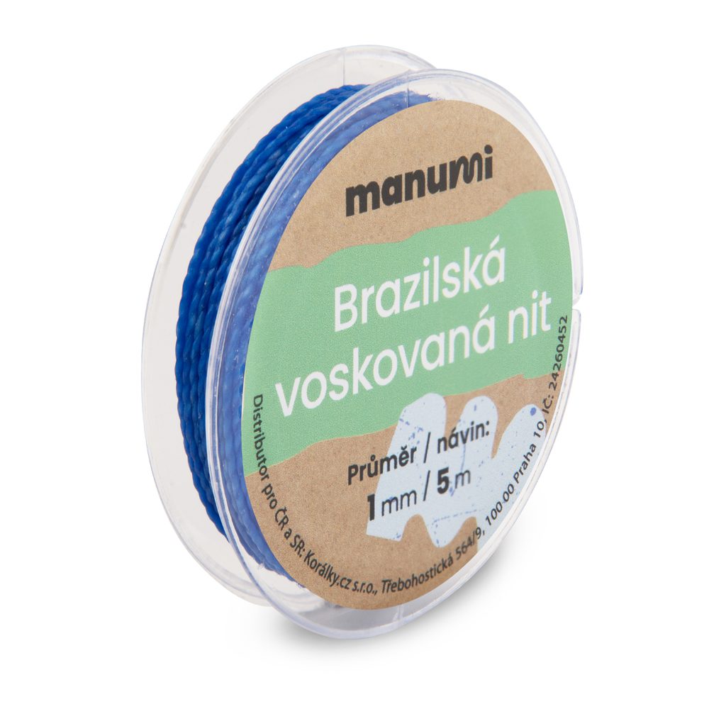 Manumi Brazilská voskovaná nit 1mm/5m modrá - 5 ks