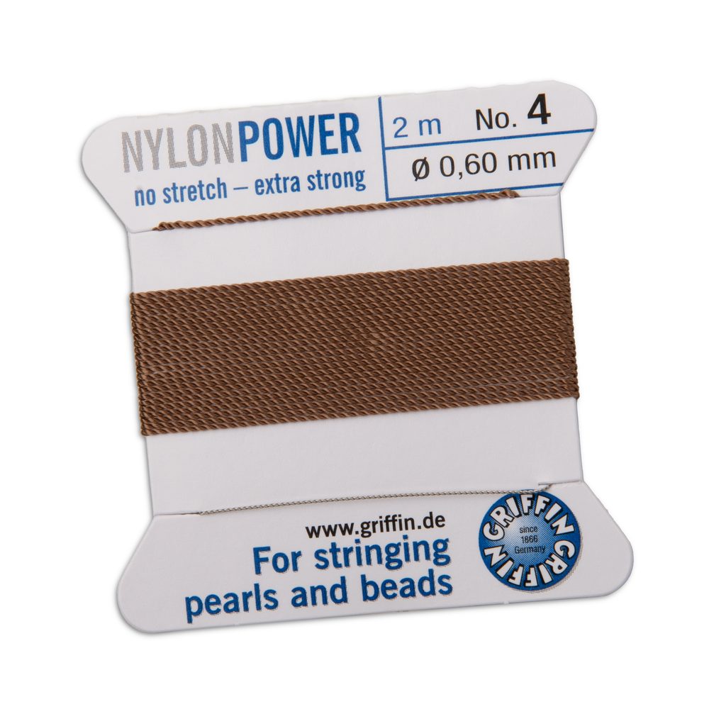 Griffin nylonová nit Nylon power s jehlou 0,6 mm/2 m béžová - 5 ks