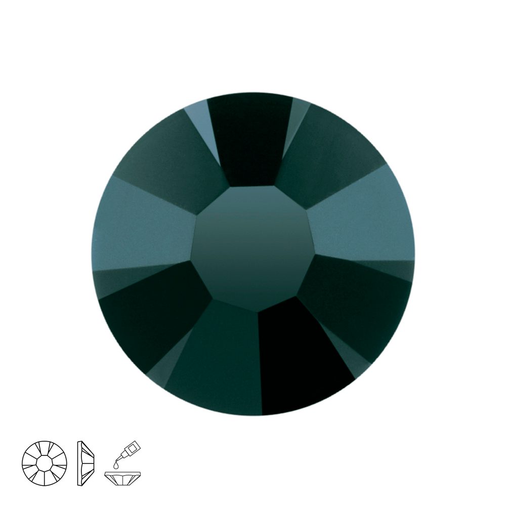 Preciosa MC nalepovací šatonová růže MAXIMA SS20 Jet - 72 ks