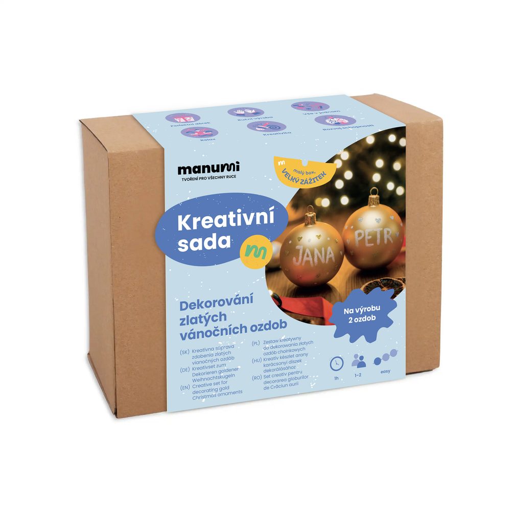 Manumi kreativní sada na dekorování vánočních ozdob zlatá - 3 ks