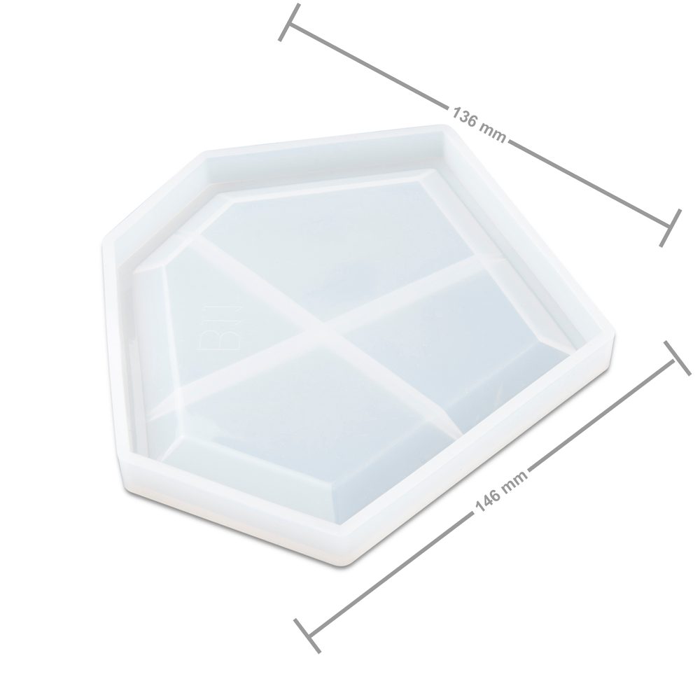 Manumi Silikonová forma na odlévání křišťálové pryskyřice geometrický podtácek 146x136x12mm - 1 ks