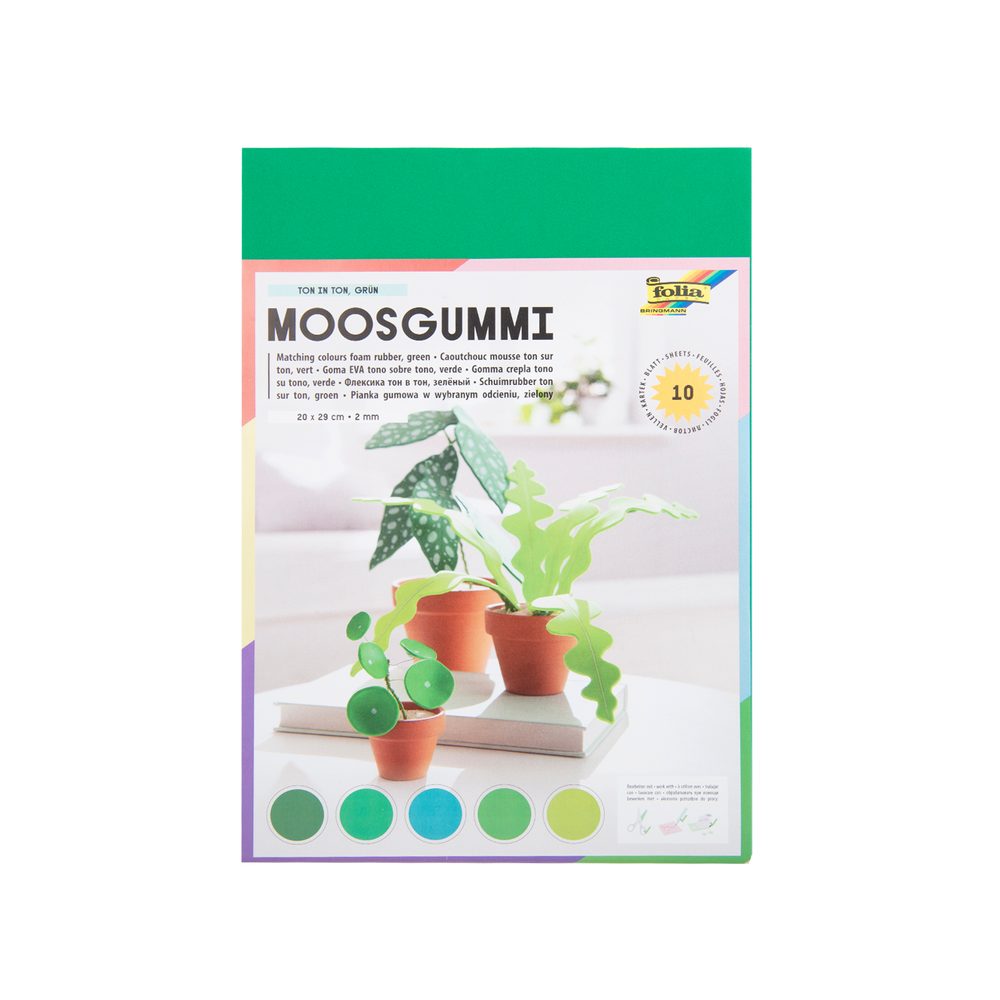 Moosgummi pěnová guma 10 listů odstíny zelené - 3 balení