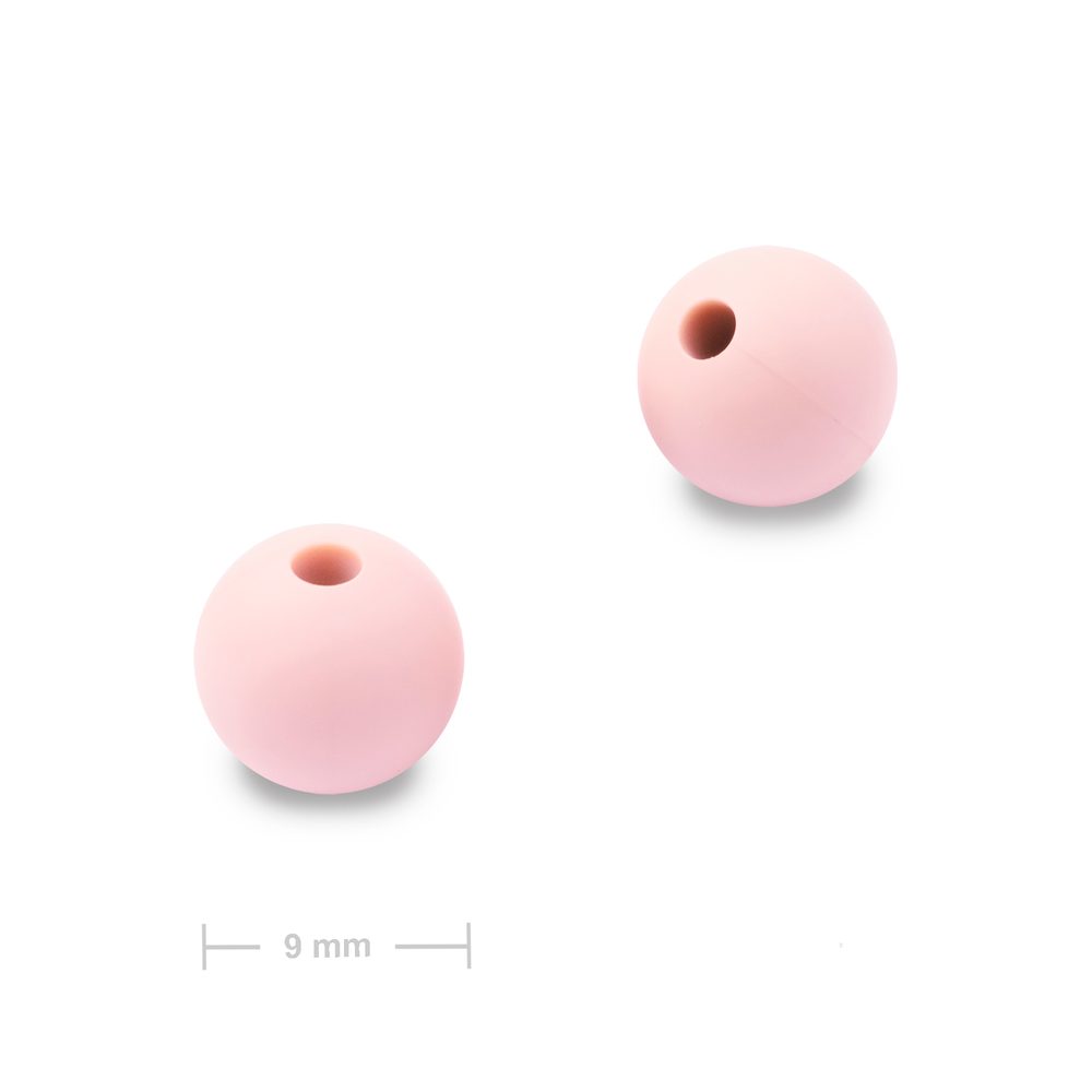 Silikonové kulaté korálky 9 mm Baby Pink - 30 ks