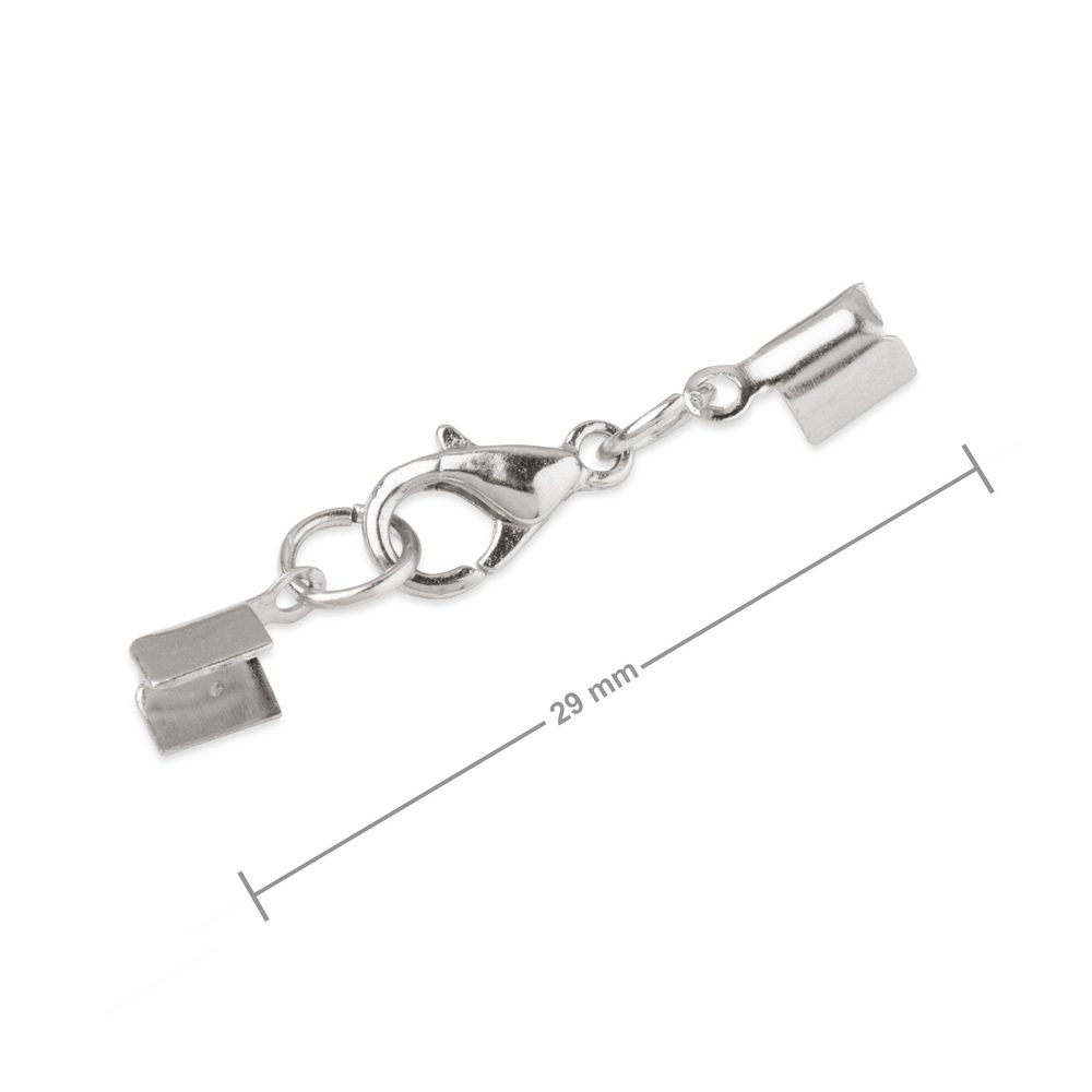 Set plochých 2 mm koncovek s karabinkou v barvě platiny - 20 ks