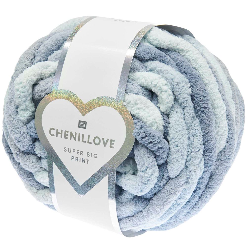 Rico design háčkovací příze Chenillove Super Big Print odstín 004 modrá - 3 ks