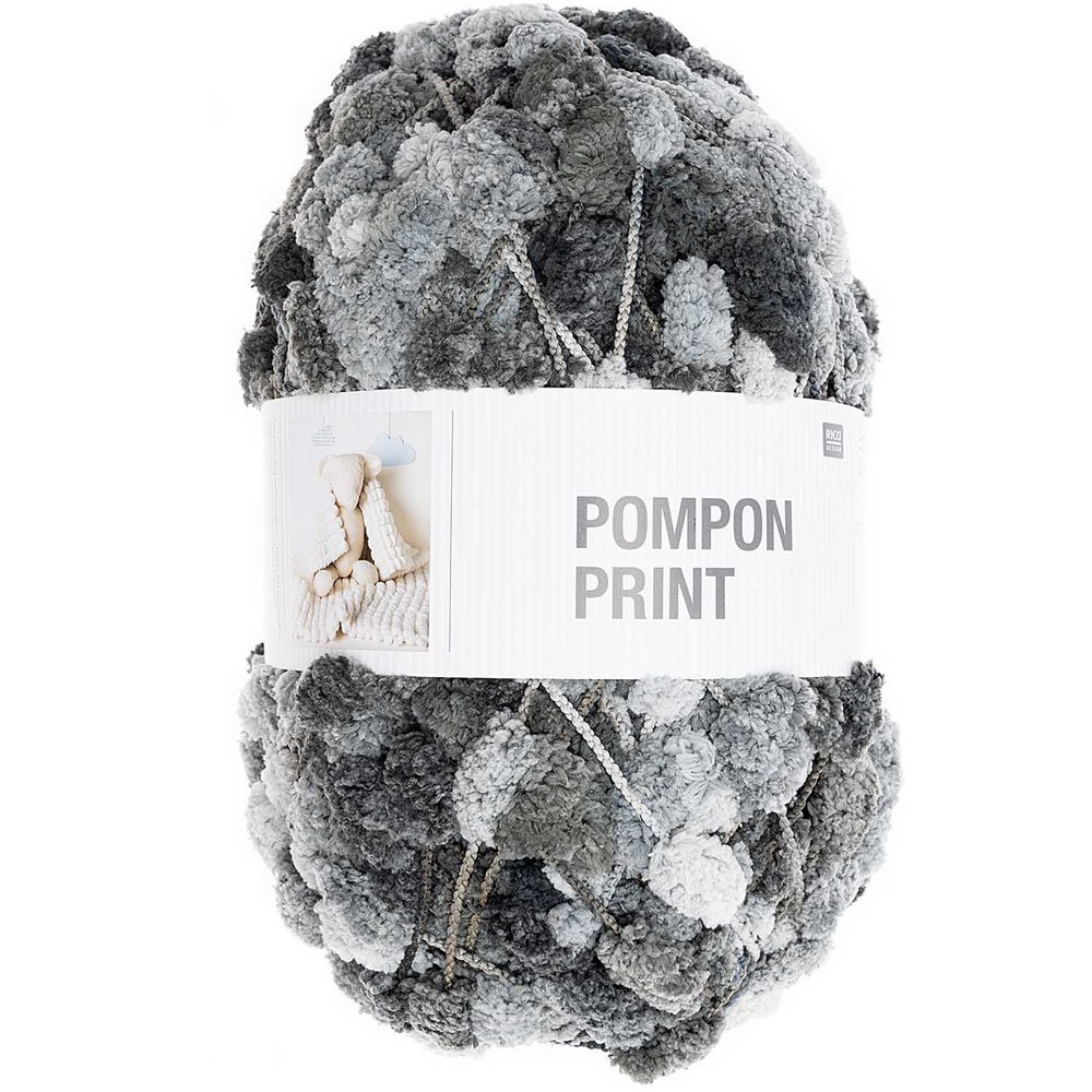 Rico design háčkovací bambulková příze POMPON Print šedý mix - 3 ks