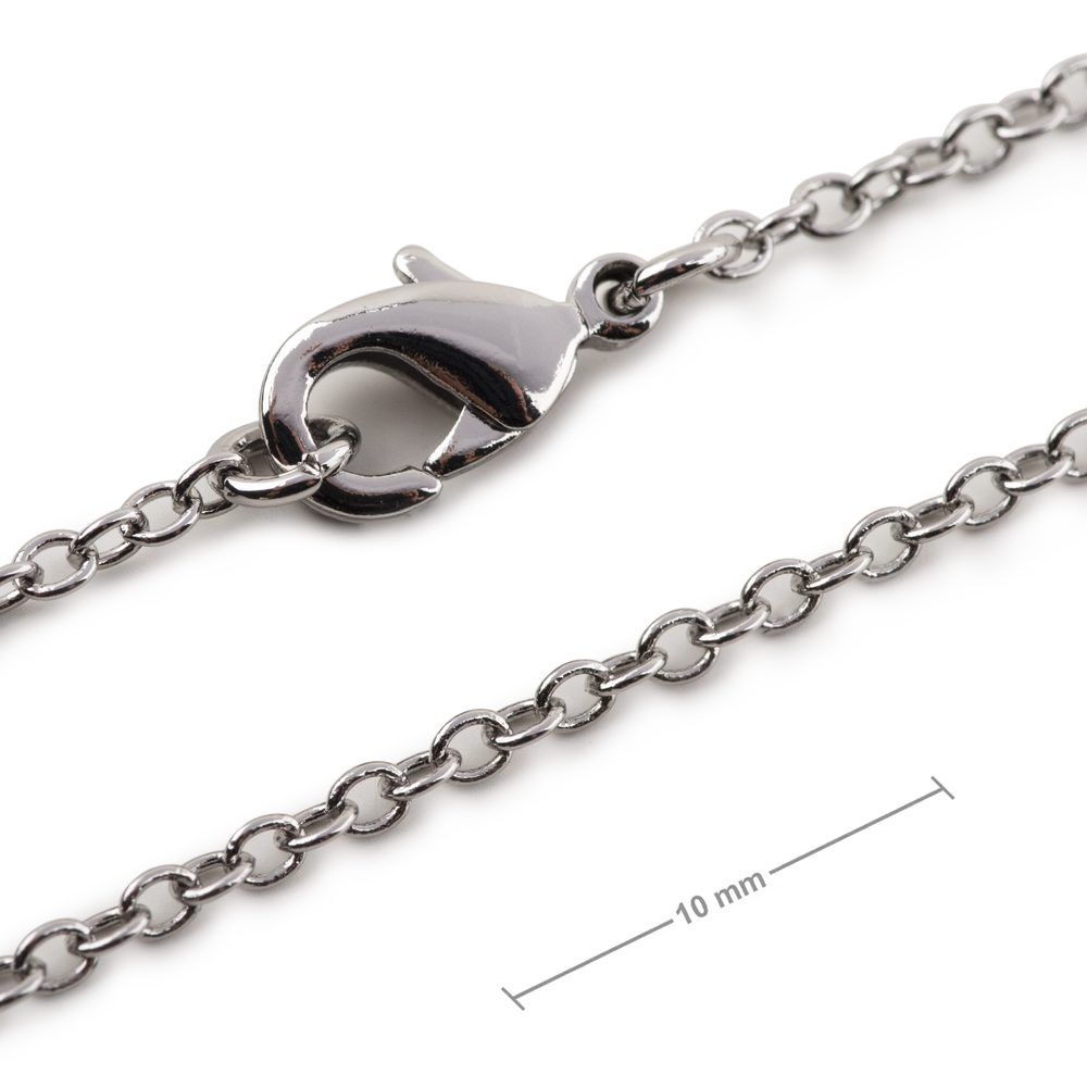 Bižuterní řetízek s 2 mm okem se zapínáním v barvě platiny 45cm - 5 ks