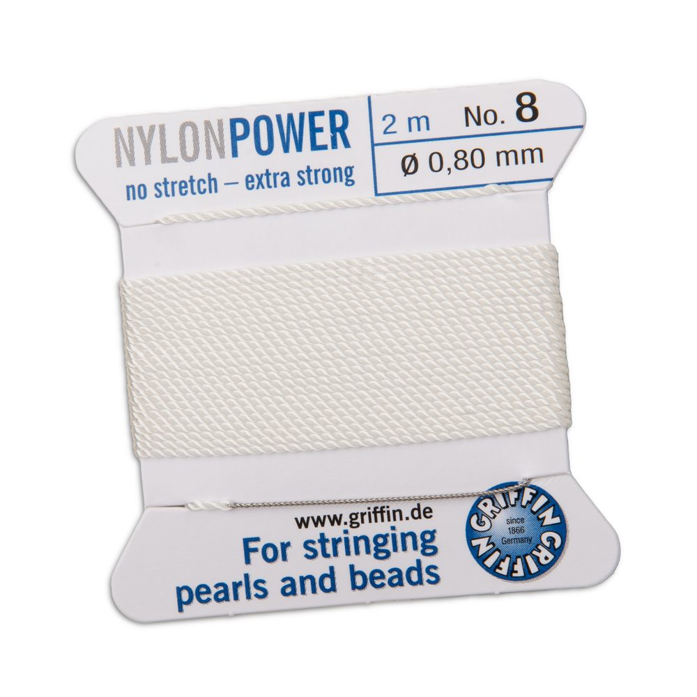 Griffin nylonová nit Nylon power s jehlou 0,8 mm/2 m bílá - 5 ks