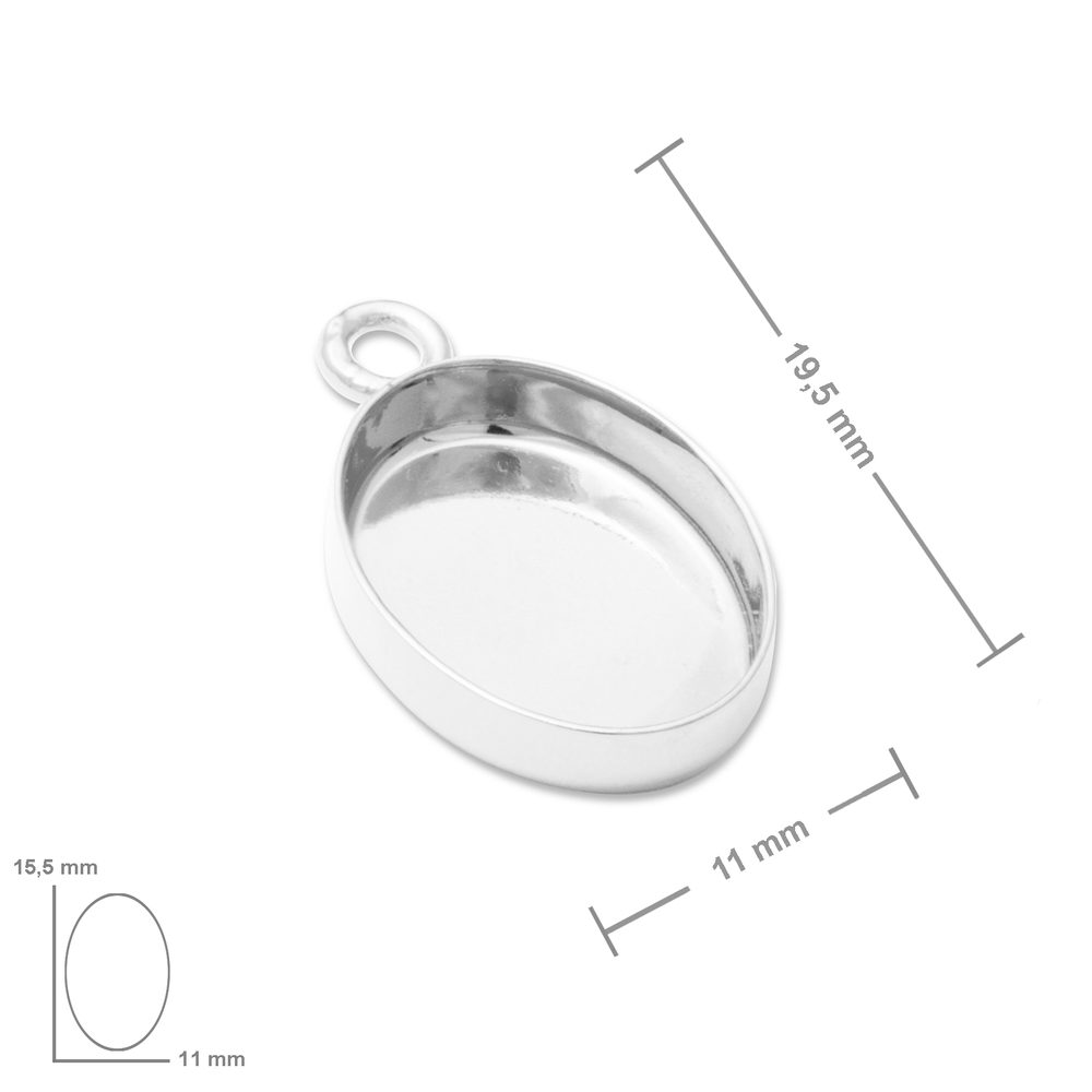 Stříbrný přívěsek s lůžkem 14 x 10 mm - 5 ks