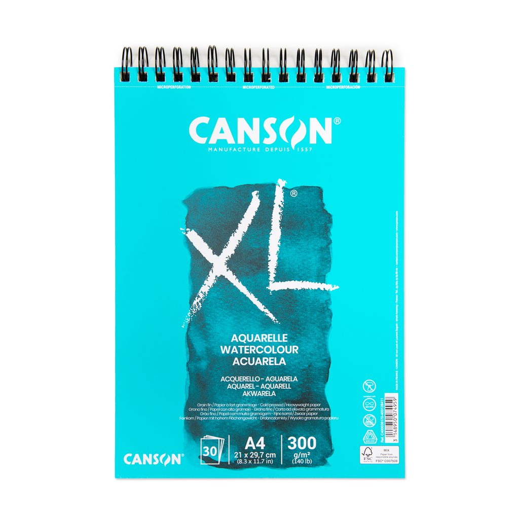 Canson sketch pad XL Aquarelle 30 sheets A4 300g/m² spiral binding |  Manumi.eu