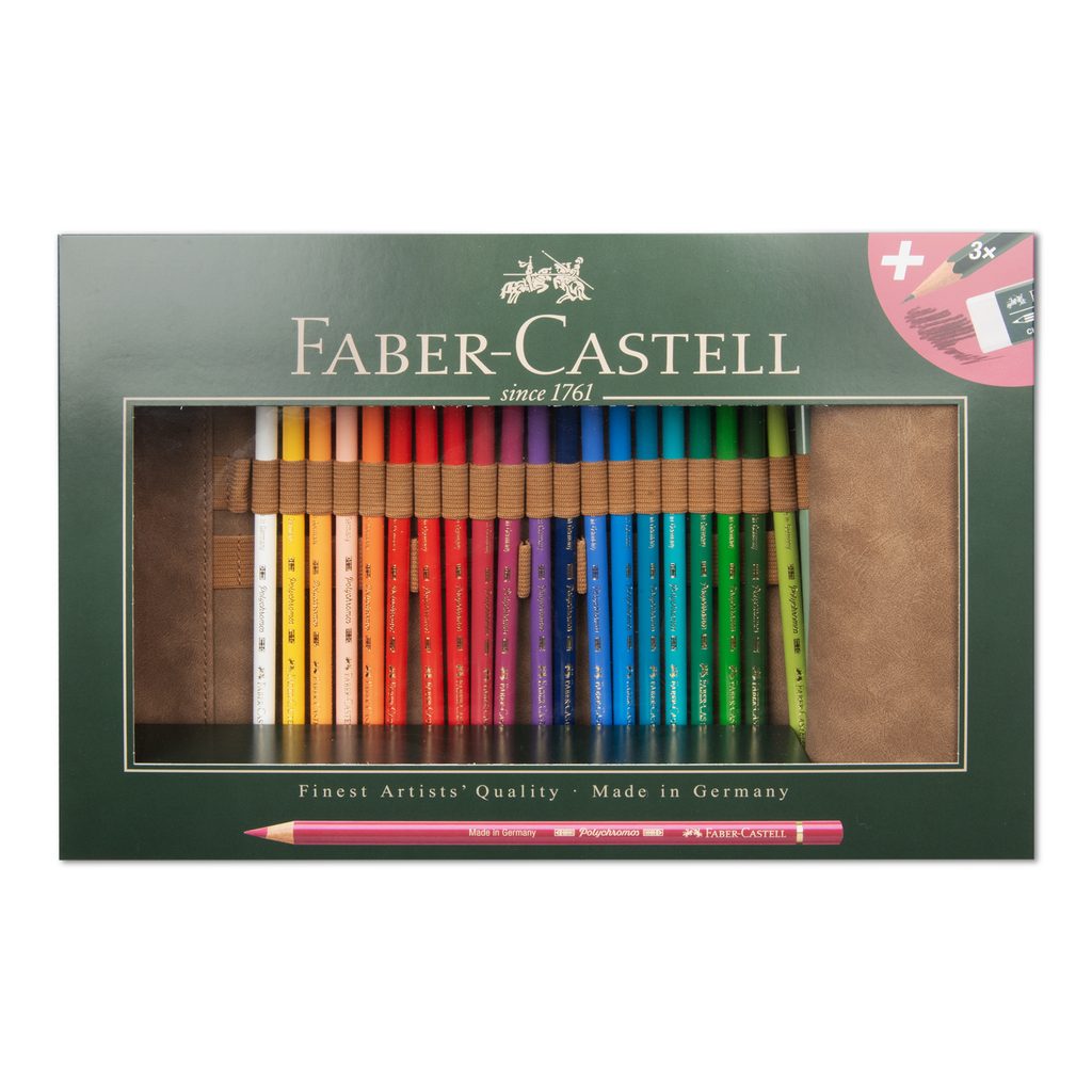 Faber-Castell Polychromos coloured pencils set in a leather case 30pcs