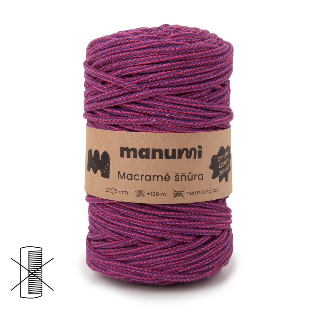 Manumi Macramé cord 5mm dark pink-purple