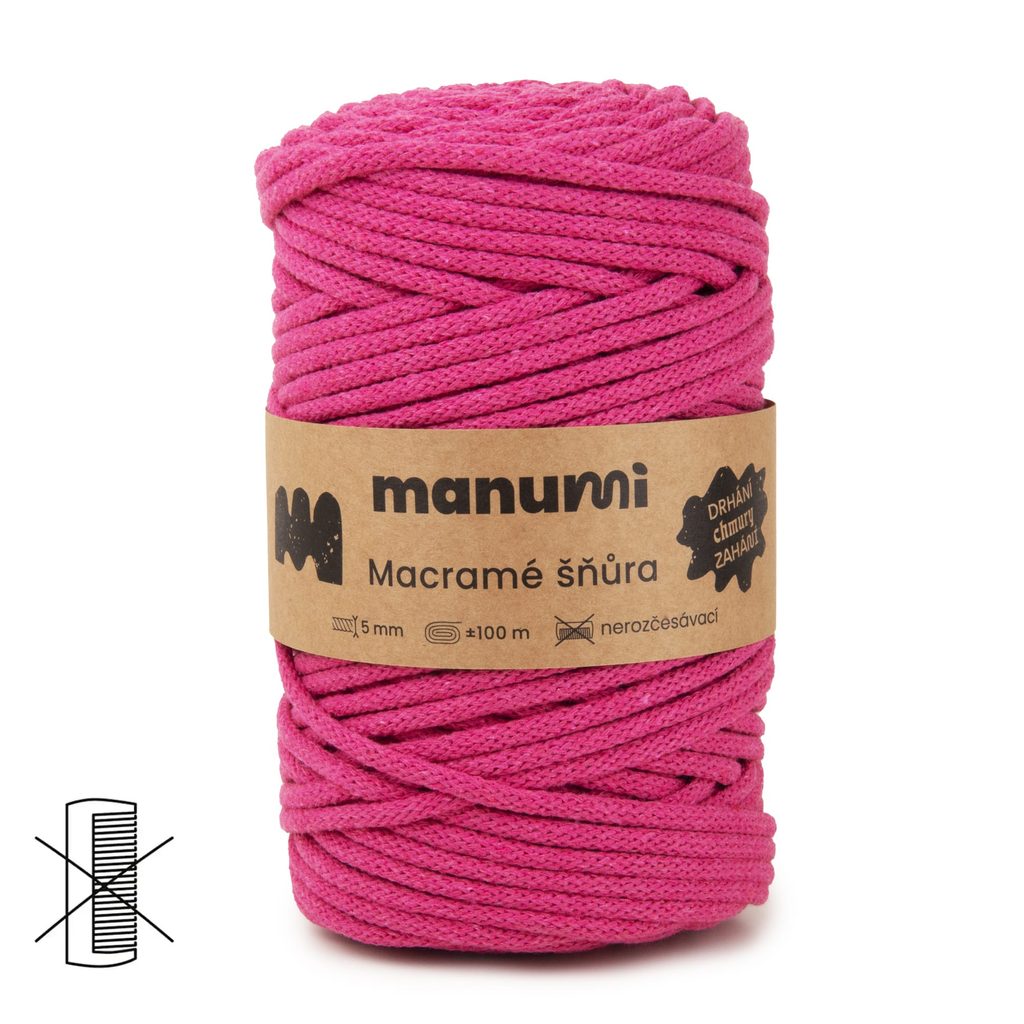 Yarnart Macrame Cord 5 mm - Macrame Cord Neon Pink - 803