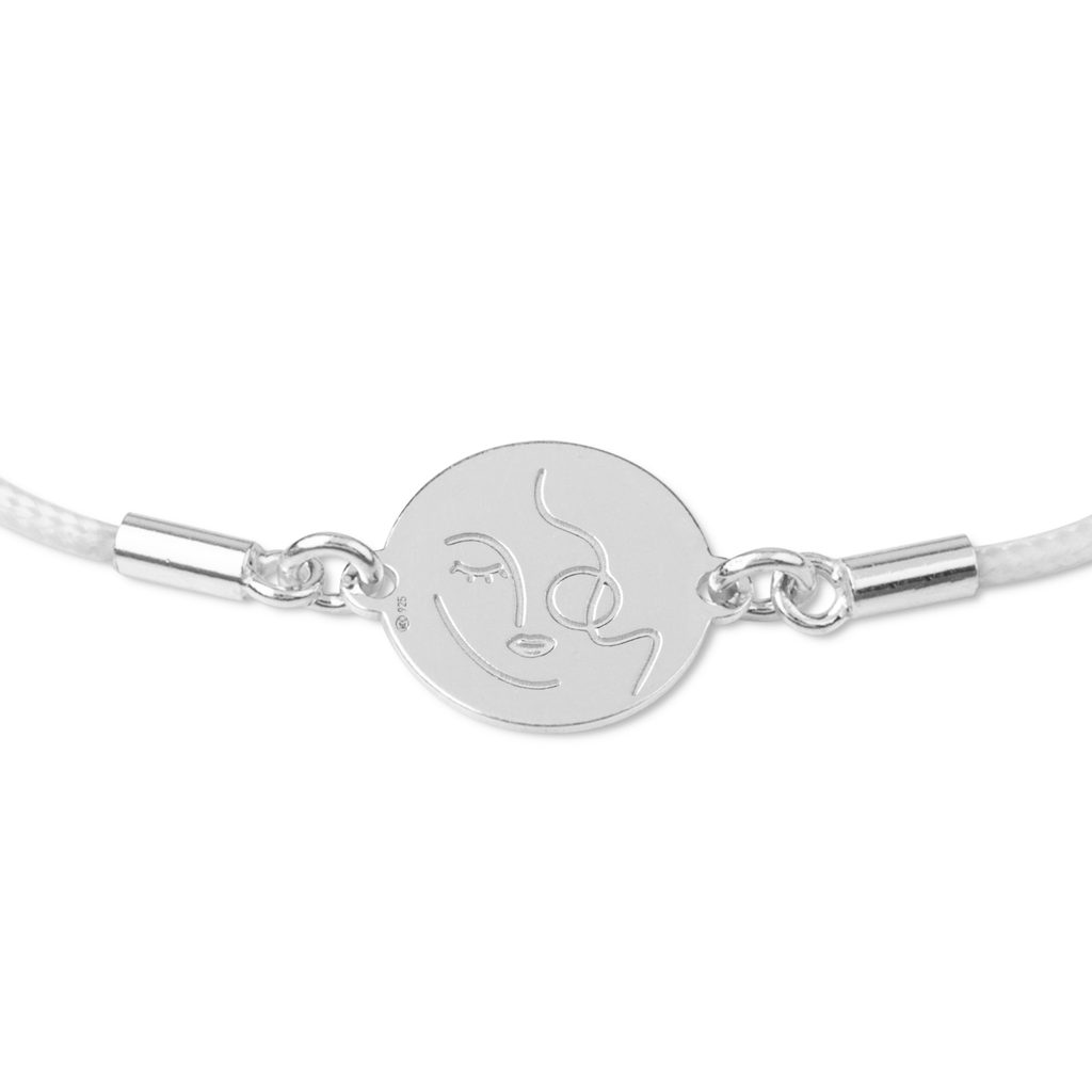 LavArt bracelet with silver components and an engraved design Woman's face  | Manumi.eu