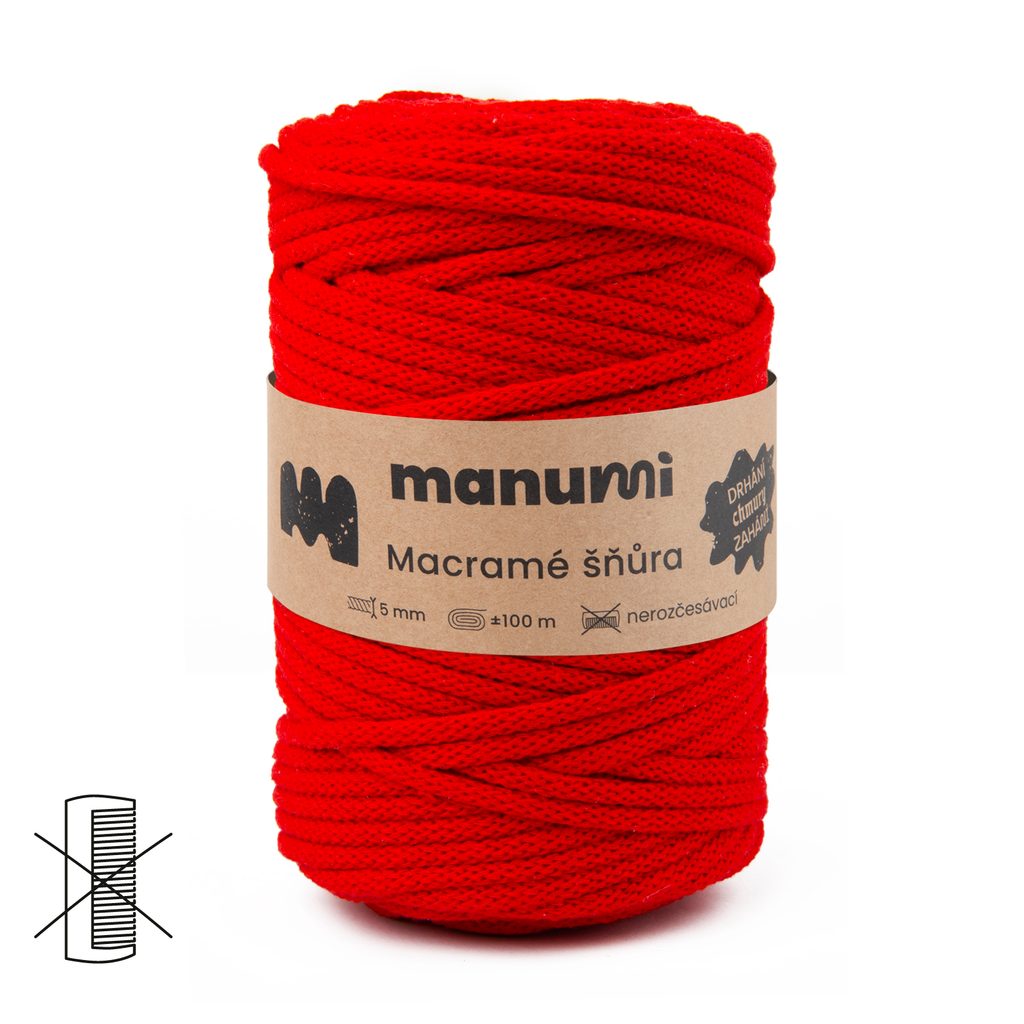 Macramé cord 5mm red | Manumi.eu
