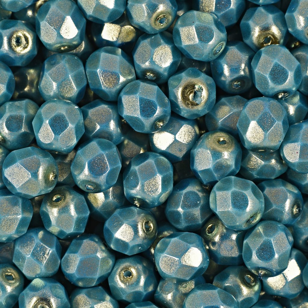 8mm Capri blue large hole Czech glass beads