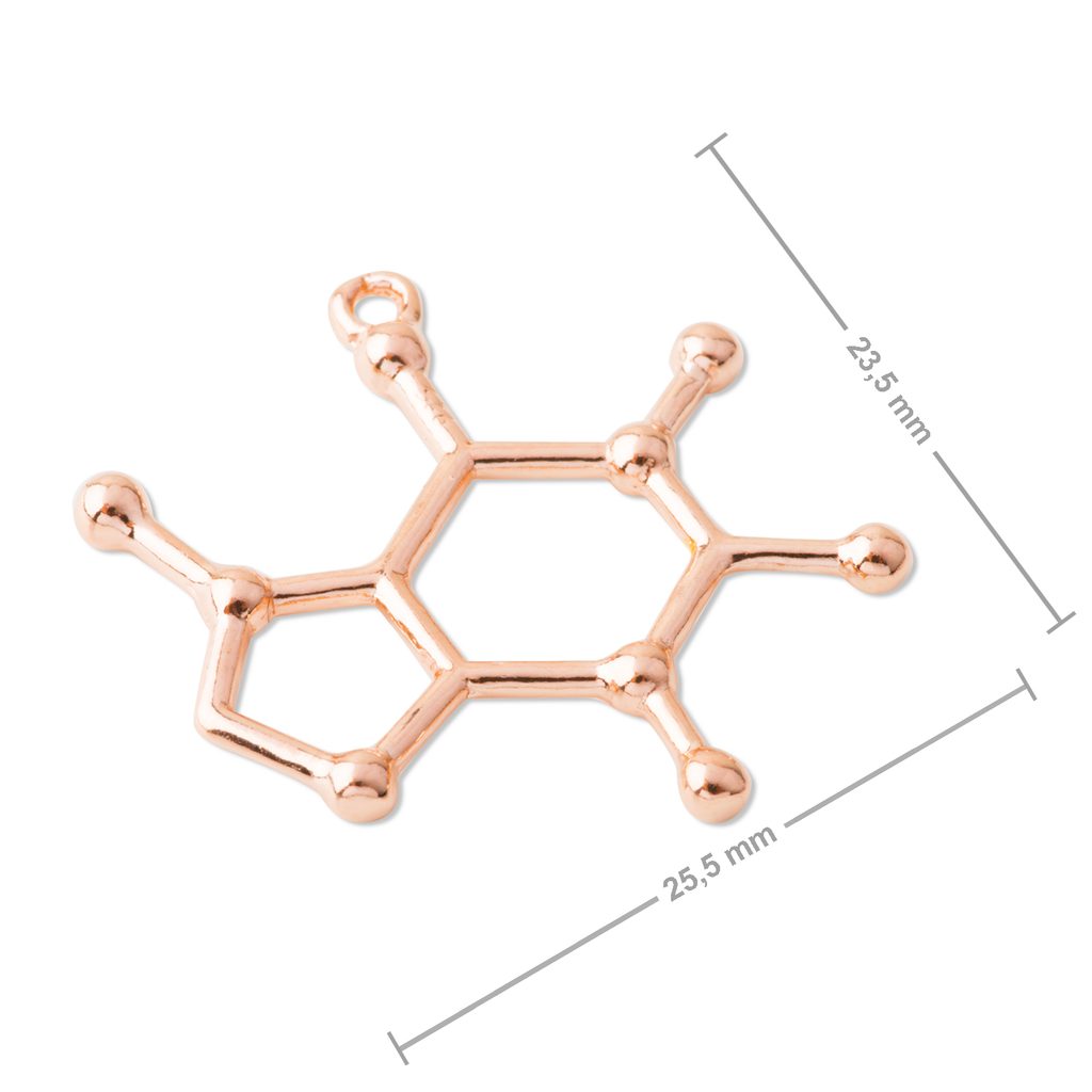 Stříbrný přívěsek chemický vzorec kofein pozlacený 18K růžovým zlatem č.974  | Korálky.cz