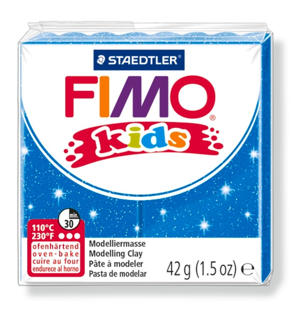 FIMO Kids 42g (8030-312) modrá s třpytkami | Korálky.cz