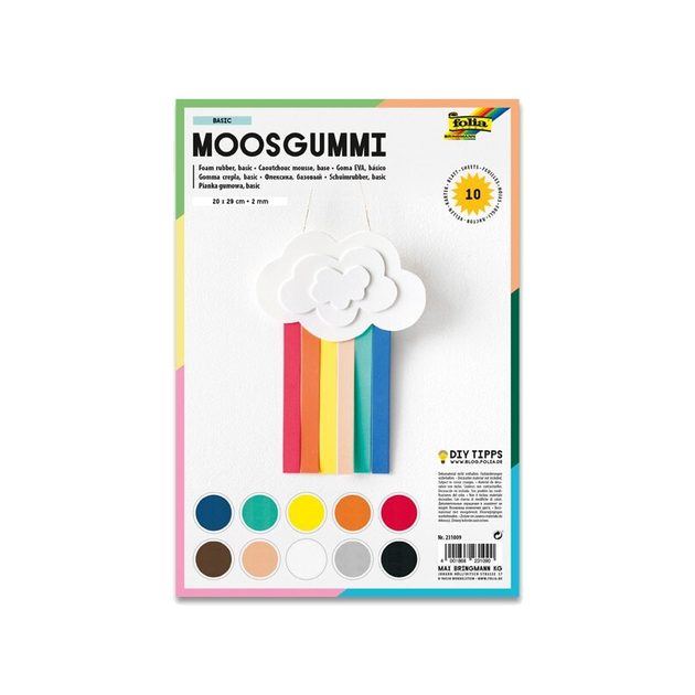 Moosgummi foam rubber 10 sheets mix of colours