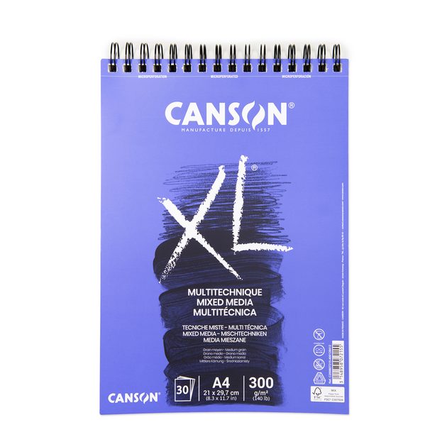 Canson skicák XL Mix Media 30 listů A4 300g/m² kroužková vazba | MANUMI