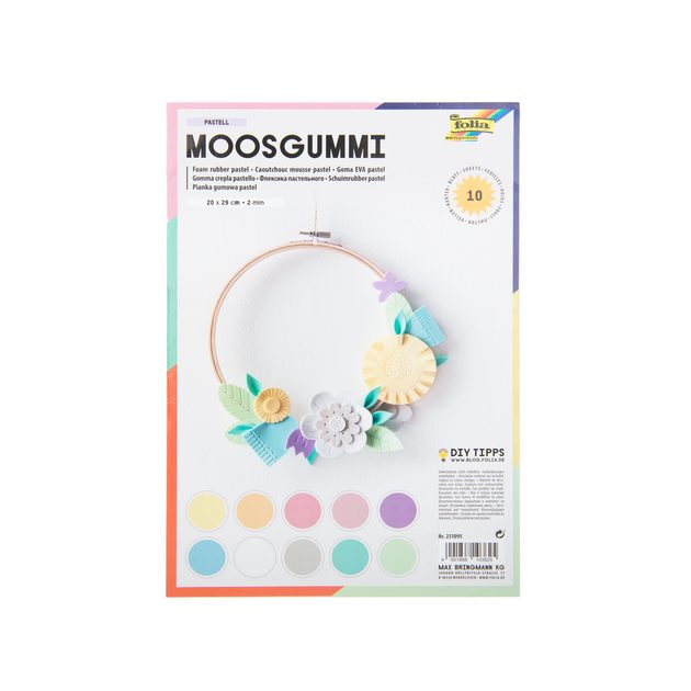 Moosgummi foam rubber 10 sheets pastel colours