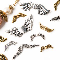 Metal angel wings bead charms