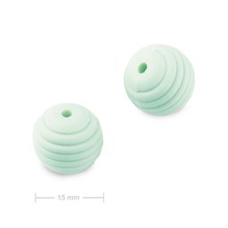 Silikonové kulaté korálky s vroubky 15 mm Mint Green