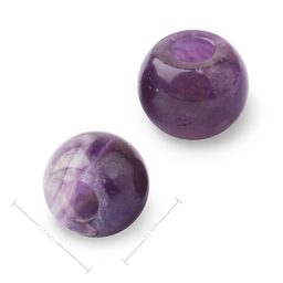 Mineral Amethyst bead with large hole for Macramé 14x11mm