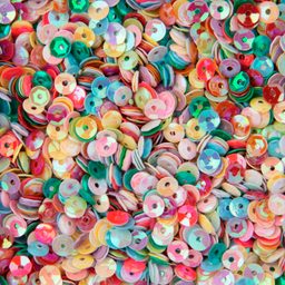 Sequins round faceted colourful