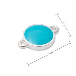 OmegaCast connector turquoise circle 18x12mm silver-plated
