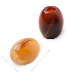 Mineral Cornelian barrel bead with large hole for Macramé 18x16mm